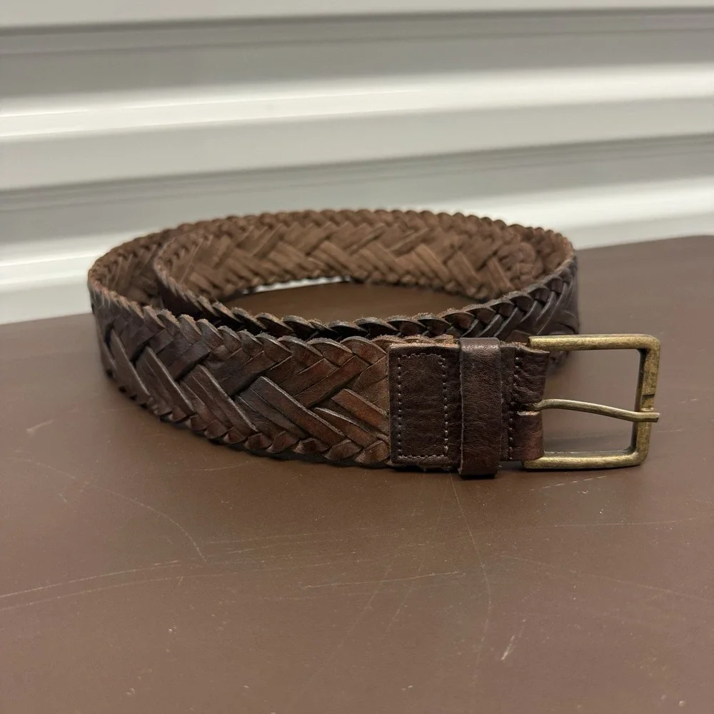 BED|STU Cobbler Series Genuine Leather Woven Belt Braided Brass XL 42